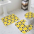 thumbnail image 3 of Summer Lemons Bathroom Rugs Set Cartoon Yellow Fruit Slices Black White Striped Non Slip Absorbent Soft Bath Mats 3 Piece Set with Bathroom Rug, U-Shaped Floor Mat, Toilet Seat Cover Small Size, 3 of 9