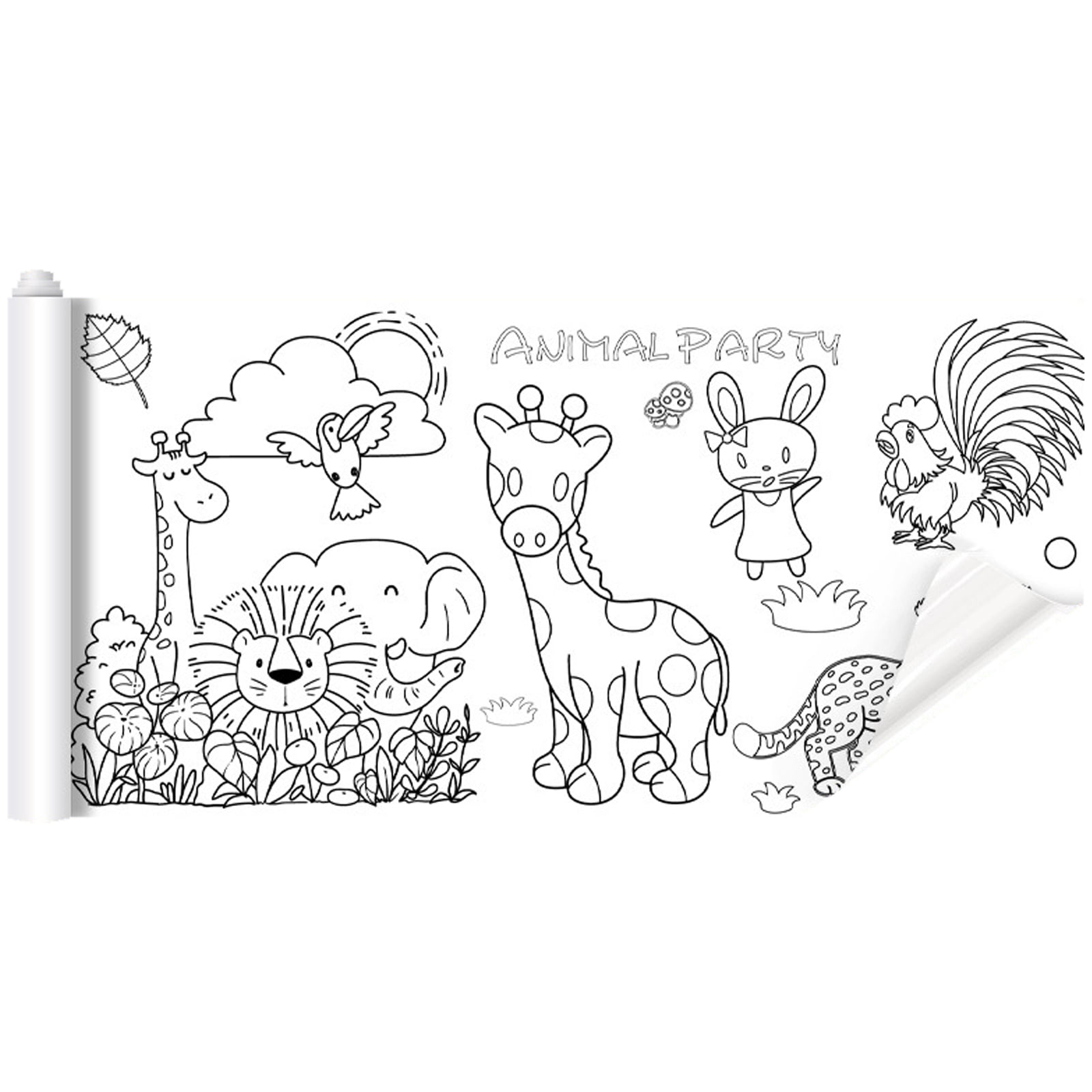 QWANG Children's Drawing Roll, DIY Painting Coloring Paper Roll,118X11.8  Inch Upgrade Large Drawing Roll Paper for Kids,Sticky Toddler Coloring Art  Paper,Wall Coloring Stickers(Vehicle) 