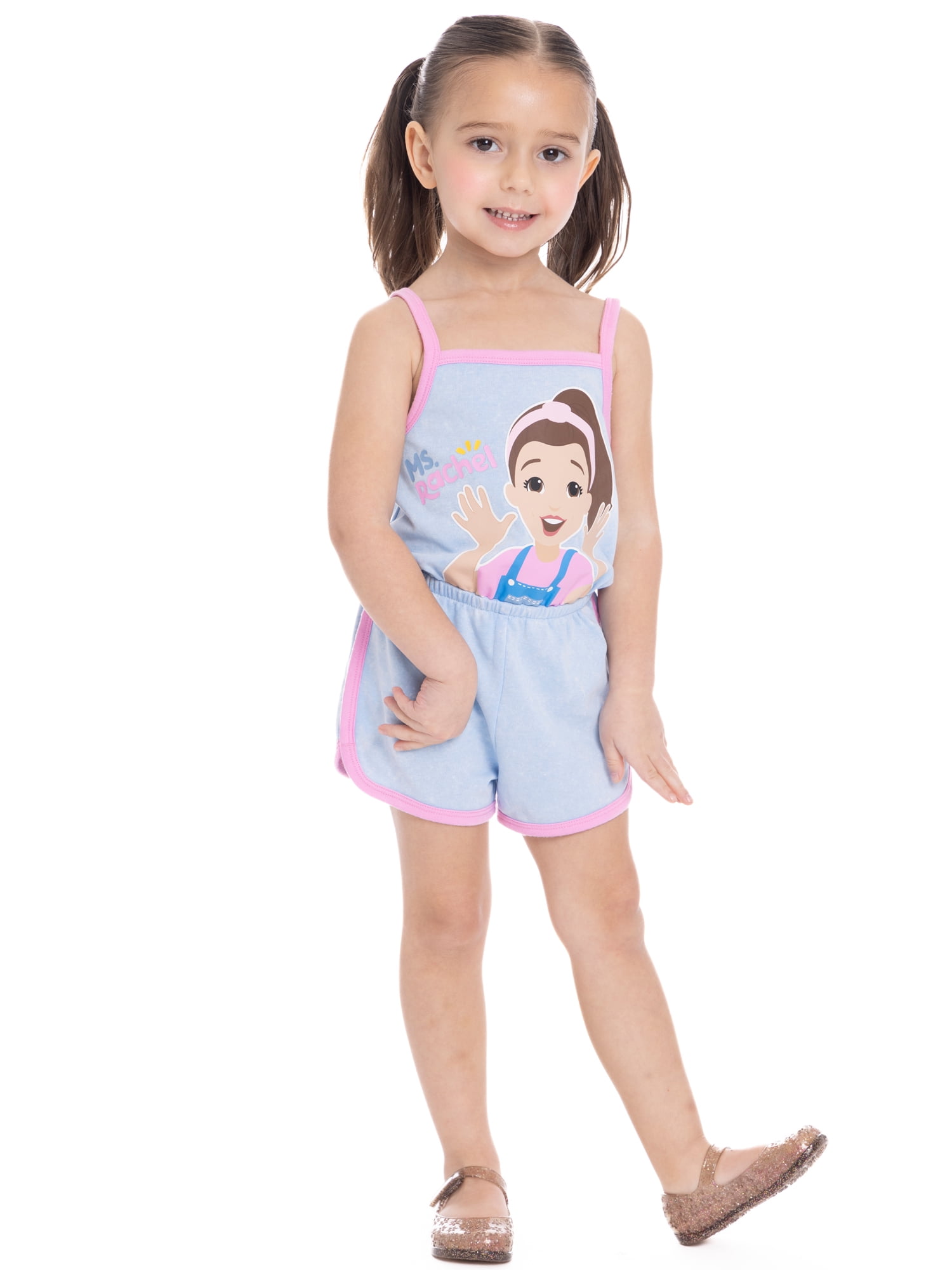 Ms. Rachel Toddler Girls' Sleeveless Graphic Romper, Sizes 12M-5T