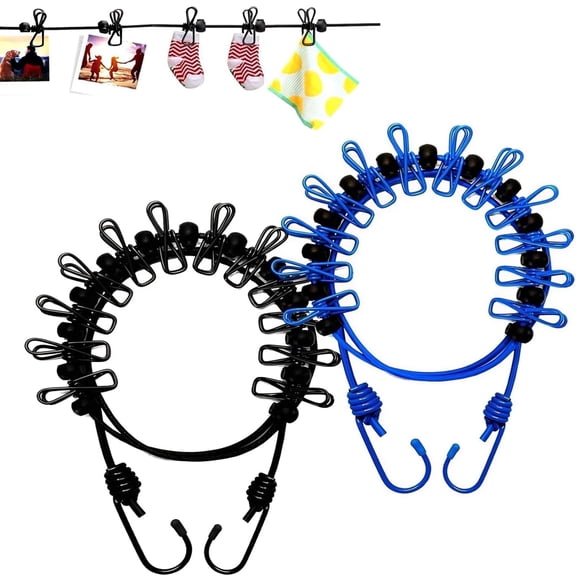 UHIAGREE Retractable Travel Clothesline,2 pack Portable Laundry Drying line with 12 Clothes Clips