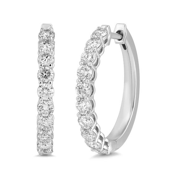 1.5Ct Round Cut Lab Grown Diamond Hoop Earring 14k White Gold Plated For Women