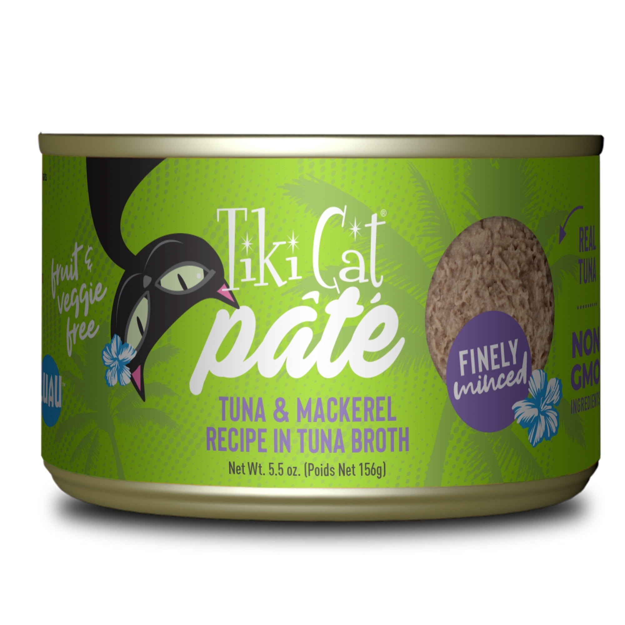 (6 pack) Tiki Cat Luau Pate Wet Cat Food, Tuna & Mackerel, 5.5 oz. Can