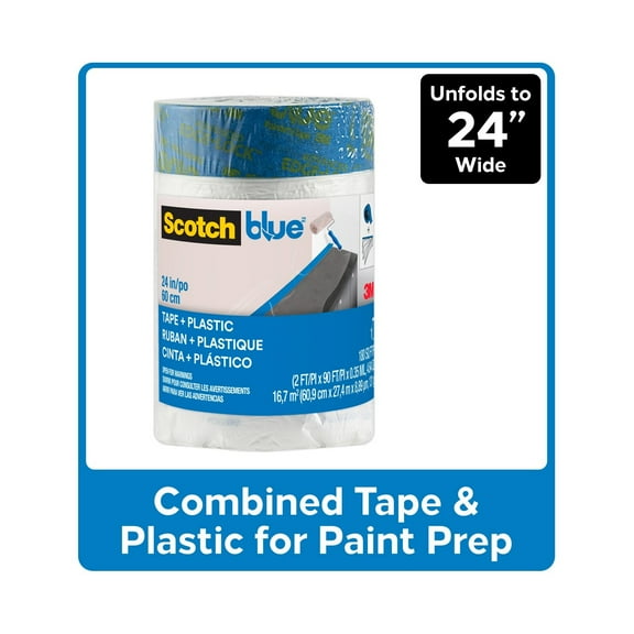 ScotchBlue Multi Surface Plastic Tape and Plastic Film, Unfolds to 24" Wide