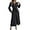 Beige, variant on Women's Fall Long Sleeve Midi Dress V Neck Casual Loose Fit Spring Pleated A Line Flowy Vacation Dresses