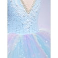 thumbnail image 5 of Doomiva Kids Girls Ballet Tutu Dress Sequin Swan Lake Dance Ballerina Skirted Leotard Gymnastics Camisole Outfits Light Blue 130, 5 of 7