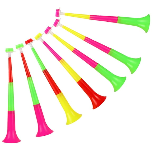 KAKOWELY 7Pcs Plastic Trumpet for Children and Sports Fans at Birthday Party and Games