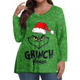 thumbnail image 3 of Camisetas navideñas del Grinch - Pijamas a juego para mujer, tallas grandes, camisetas de manga larga con estampado, cuello en V, ropa informal, camisetas, pijamas navideños a juego para la familia,, 3 of 6