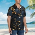 thumbnail image 2 of Lsque Elegant Gold Scrollwork pattern Hawaiian Shirt for Men, Unisex Summer Beach Casual Short Sleeve Button Down Shirts-X-Large, 2 of 9