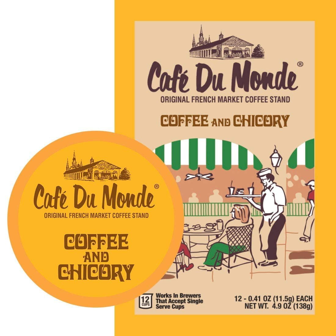 Cafe Du Monde Coffee and Chicory Single-Serve Cup Pods, 12 Count Two Pack - Chicory