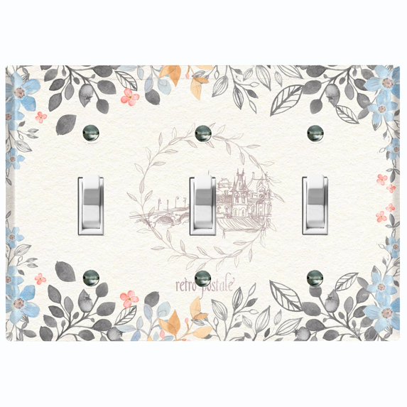 Metal Light Switch Plate Cover Vintage Retro Postal Floral Card FLW123
