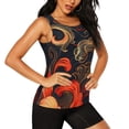 thumbnail image 2 of Gukieu Fiery Floral Pattern Print Women's Quick-drying Fitness Vest, Round Neck Sleeveless Fitness T-shirt, Suitable for Yoga, Sports-XX-Large, 2 of 7