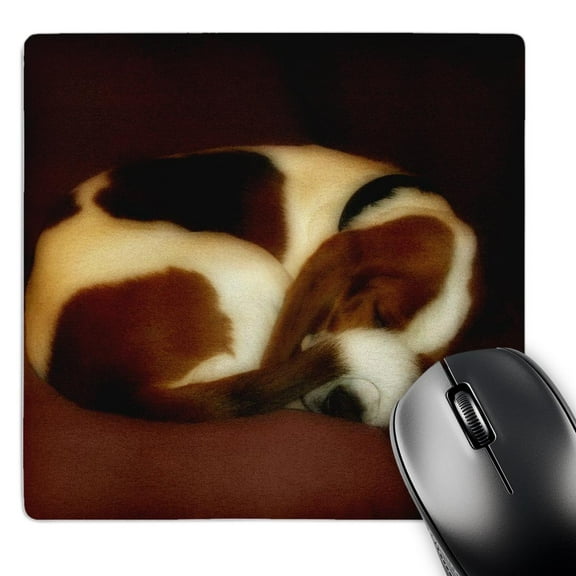 3dRose, Sleeping Basset Hound With Curly Tail, MousePad