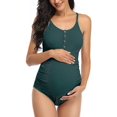 thumbnail image 1 of Maternity Swimsuit One Piece Bathing Suit Button Neck Cross Back, 1 of 1
