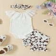 thumbnail image 2 of 3Pcs Newborn Baby Girls Summer Romper Shorts Sets Lace Ribbed Sleeveless Jumpsuit Ruffle Shorts Headband White 3-6 Months, 2 of 8