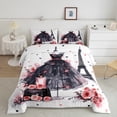 thumbnail image 2 of Castle Fairy Girls Romantic Eiffel Tower Twin Comforter Sets,Black Pink Dress Bedding Set, 2 of 8