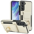 thumbnail image 2 of For Samsung Galaxy S21 Wallet Case with Card Holder, 360°Rotation Ring Holder Kickstand, 4 Card Slots PU Leather Case, RFID Blocking Magnetic Clasp Protective Cover,Apricot, 2 of 16