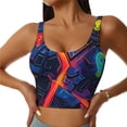 thumbnail image 1 of Fotbe Neon City Map Sujetador Deportivo Largo sin Aros para Mujer con Almohadillas y Soporte Medio, Transpirable y Absorbente, Camiseta Tipo Chaleco o Tank Top-Small, 1 of 8