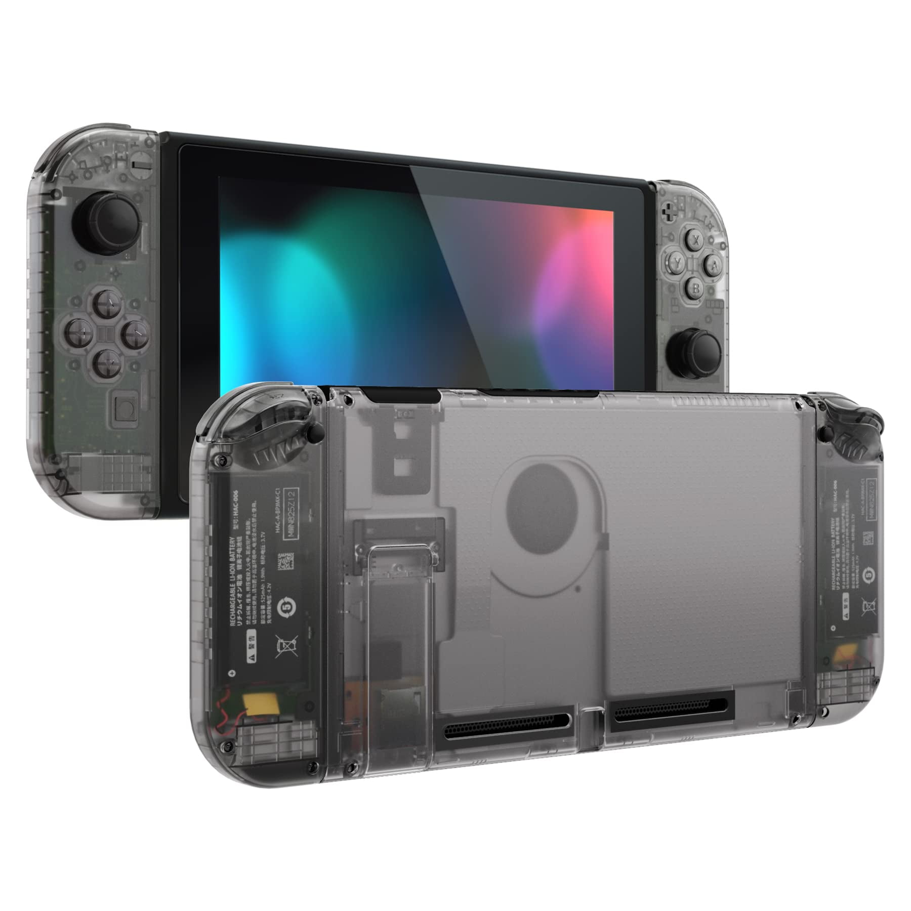 Rationel kant Fascinate eXtremeRate Transparent Clear Black Back Plate for Nintendo Switch Console,  NS Joycon Handheld Controller Housing with Full Set Buttons, DIY  Replacement Shell for Nintendo Switch - Walmart.com