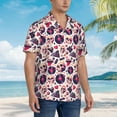 thumbnail image 3 of Sikiie Skull lips record Guitar Print Men's Hawaiian Shirt, Summer Beach Button Pocket Short Sleeve T-Shirt,X-Large, 3 of 7