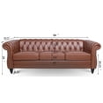 thumbnail image 3 of 84"Rolled Arm Chesterfield Sofa Couch, Modern 3 Seater Sofa Couch, Luxious Leather Couch with Thicken Seat Cushions and Button Tufted Back, Chesterfield Couch with Nailhead Trim, Brown+PU, 3 of 7