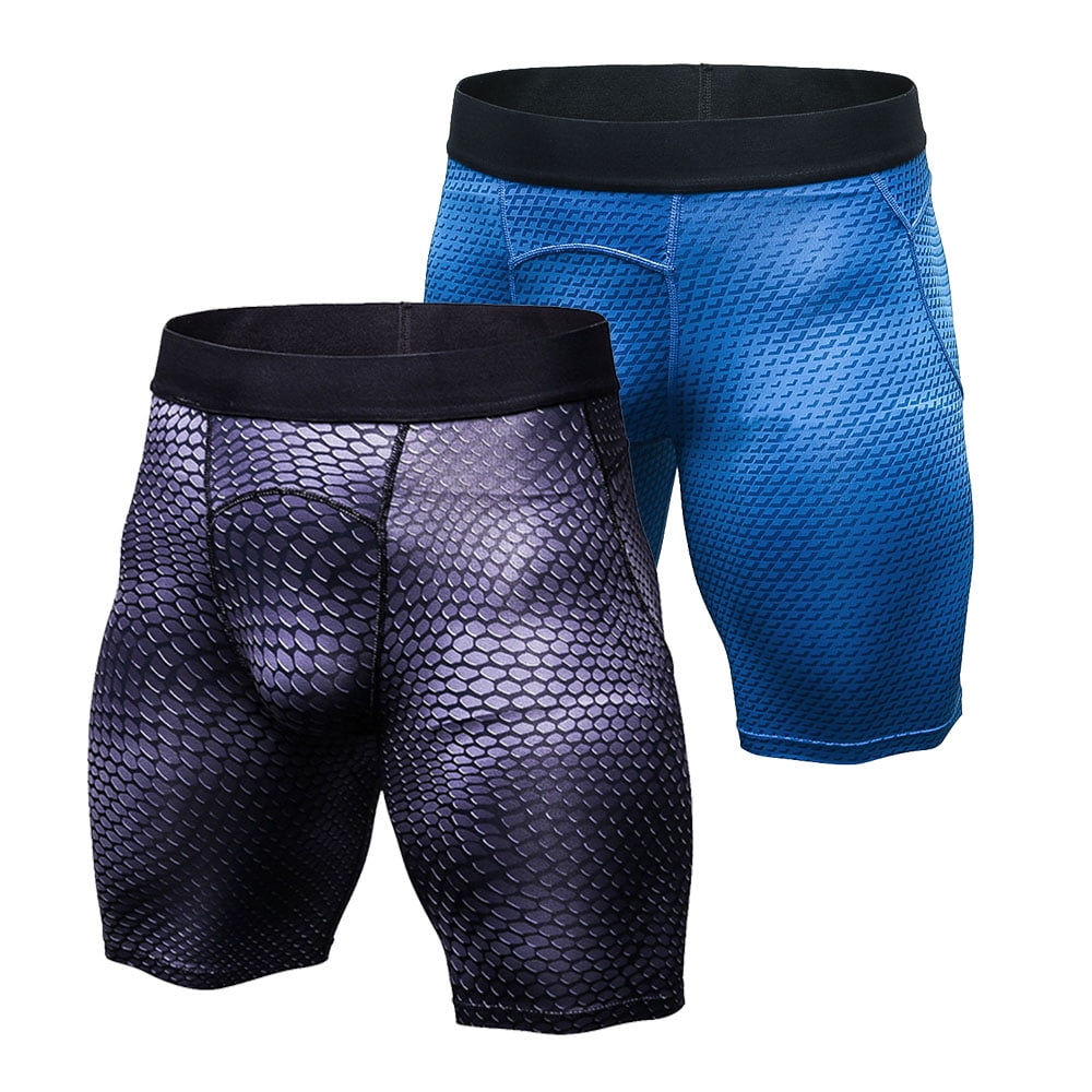 2 Pack Men Compression Shorts Fitness Cycling Quick Drying Gym Workout Running Sports Underwear