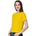 thumbnail image 3 of eloria Women's Lycra Round Neck Slim Fitted Basic Tee Tops Short Sleeve T-Shirt, Color : Yellow, 3 of 6
