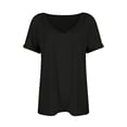 thumbnail image 5 of Lumtrix Women Fashion Deep V-Neck Short Sleeve Tops Oversized Summer Tees Casual Loose Fit Basic Trendy T-Shirt Black 2XL, 5 of 5