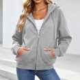 thumbnail image 5 of Women's Oversized Full Zip Hooded Sweatshirt Soft Fleece Lined Hoodie Jacket with Pockets Casual Daily Outerwear for Fall Winter Gray, 5 of 9