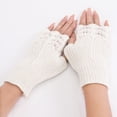 thumbnail image 3 of Femmes Gants Sans Doigts Tricotés Demi-Doigts Mitaines Gants d'Ordinateur, 3 of 10