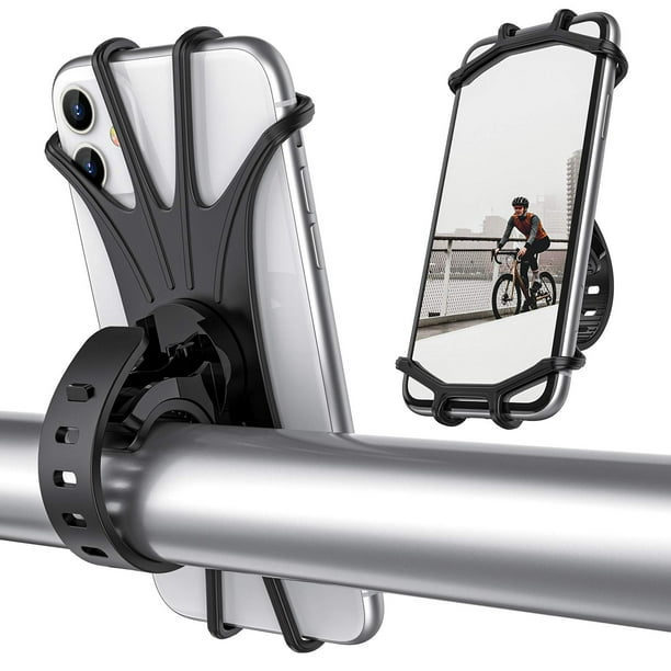 Soporte para teléfono de bicicleta, soporte para manillar de motocicleta, soporte para teléfono de bicicleta de silicona con rotación de 360°, compatible con iPhone 13/12/11 Pro Max XS Max XR X 8 7