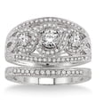 thumbnail image 2 of 2.00 carat Antique Trilogy set Ring with Round Cut diamond in 10k White Gold, 2 of 2