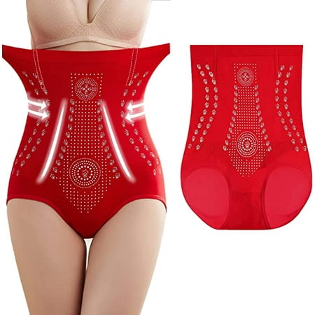 

Women Unique Fiber Restoration Shaper Fat Burning Tummy High Waist Underwear for Women Graphene Honeycomb Bodysuit ，Red