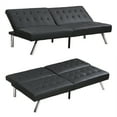 thumbnail image 4 of Aukfa Leather Futon Convertible Sofa for Home Office, Split Back, Space Save, Black, 4 of 10