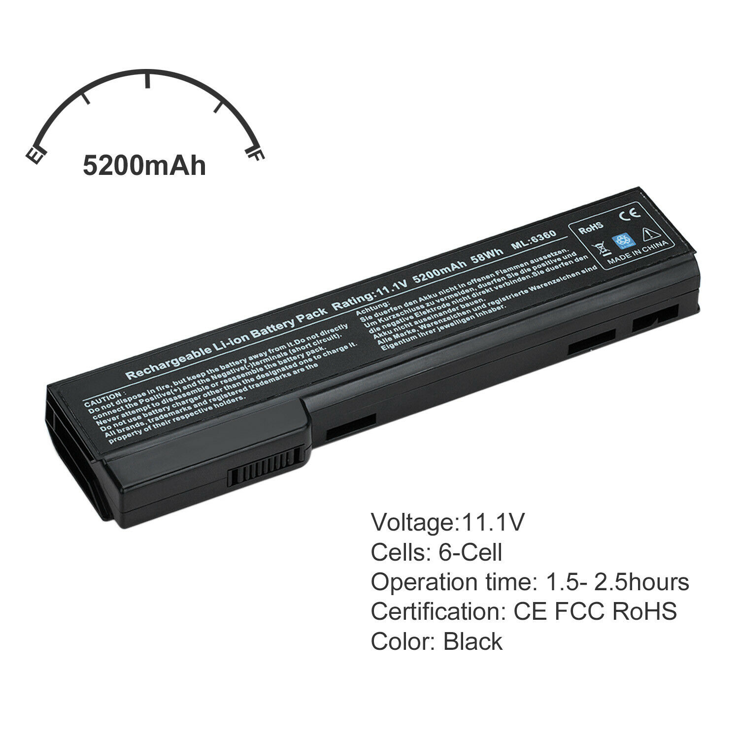 New Battery For HP EliteBook 8560p 8460p 8460w 628368-351 HSTNN-LB2H QK642AA USA - image 4 of 6