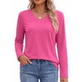 thumbnail image 3 of MOSHU 3 Pack T Shirts for Women V Neck Long Sleeve Womens T-shirts Casual Basics Tees Loose Fit Fall Tops, 3 of 11