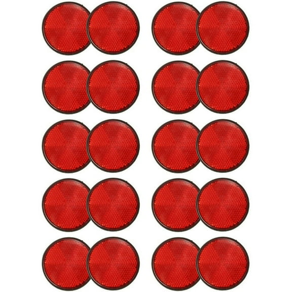 20Pcs Round Red Reflector Universal for Motorcycle ATV 5.6x0.8cm,20x 2 inch Reflectors,Red