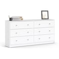 2 Piece Modern Wood Dresser and Nightstand Bedroom Set in White