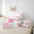 thumbnail image 6 of Manfei Love Heart Print 7pcs Bedding Comforter Set for Boys Girls,Romantic Valentine's Day Queen Bedding Sets Super Cozy,Pink White Queen Sheet Sets,Ultra Soft Home Decor,Reversible, 6 of 8