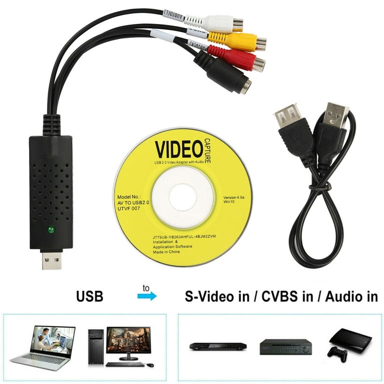 USB 2.0 Capture Card Video TV DVD VHS Audio Capture Card 3 in 1 Adapter 