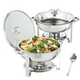 thumbnail image 1 of VEVOR Ensemble de Buffet à Réchaud, 4 qt 2 Pack, Chafer en Acier Inoxydable avec 2 Casseroles Taille Complète, Réchauffeur de Restauration Rond avec Couvercle en Verre Ventilé Support de Carburant Crochet Cuillère, pour au Moins 4 Personnes, 1 of 9