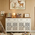 thumbnail image 3 of LFGUIZO 59″ White Retro Sideboard with 4 Heart Shaped Carved Doors, 2 Drawers and 2 Adjustable Shelves, Dining Room,Living Room, TV Stand, 3 of 8