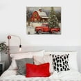 thumbnail image 4 of JRXY Christmas Canvas Wall Art Print - Old Barn, Truck, Cardinals, Tree and Lights in Snow - Rustic Holiday Home Decor Artwork 20x16in, 4 of 4