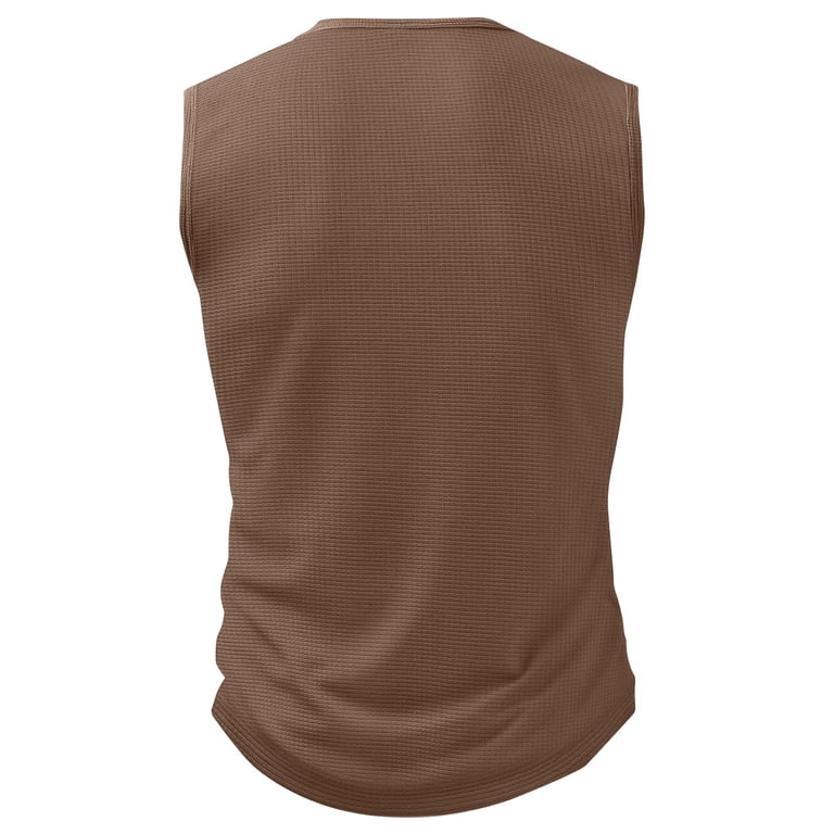 ZVNAΖH Men's Waffle Knit Henley Tank Top, 2-Button Sleeveless