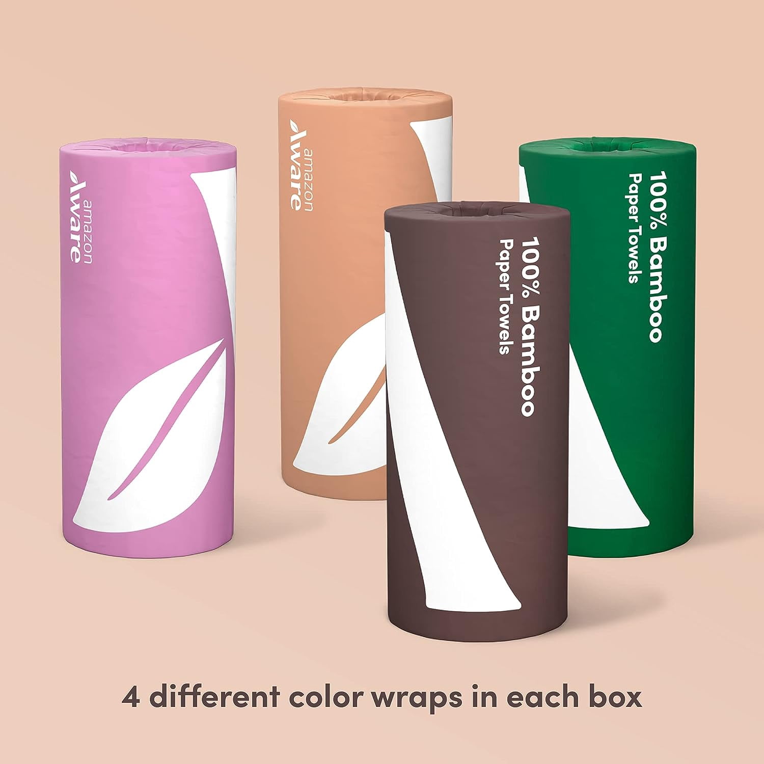 Bamboo Paper Towels, 6 Rolls, 2 ply, FSC Certified, 150 Sheets, 900 Count, Plastic-Free, Multicolor