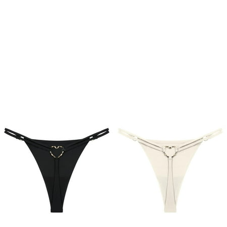 Wijhcboe 2 Pack Double Cotton Briefs Women Strap Thong Underwear Womens Cotton Panties for Women Non Back Sexy Love Lavender Panties Lace Buckle Low Rise Panties Bikini for Women Seamless Womens Bri