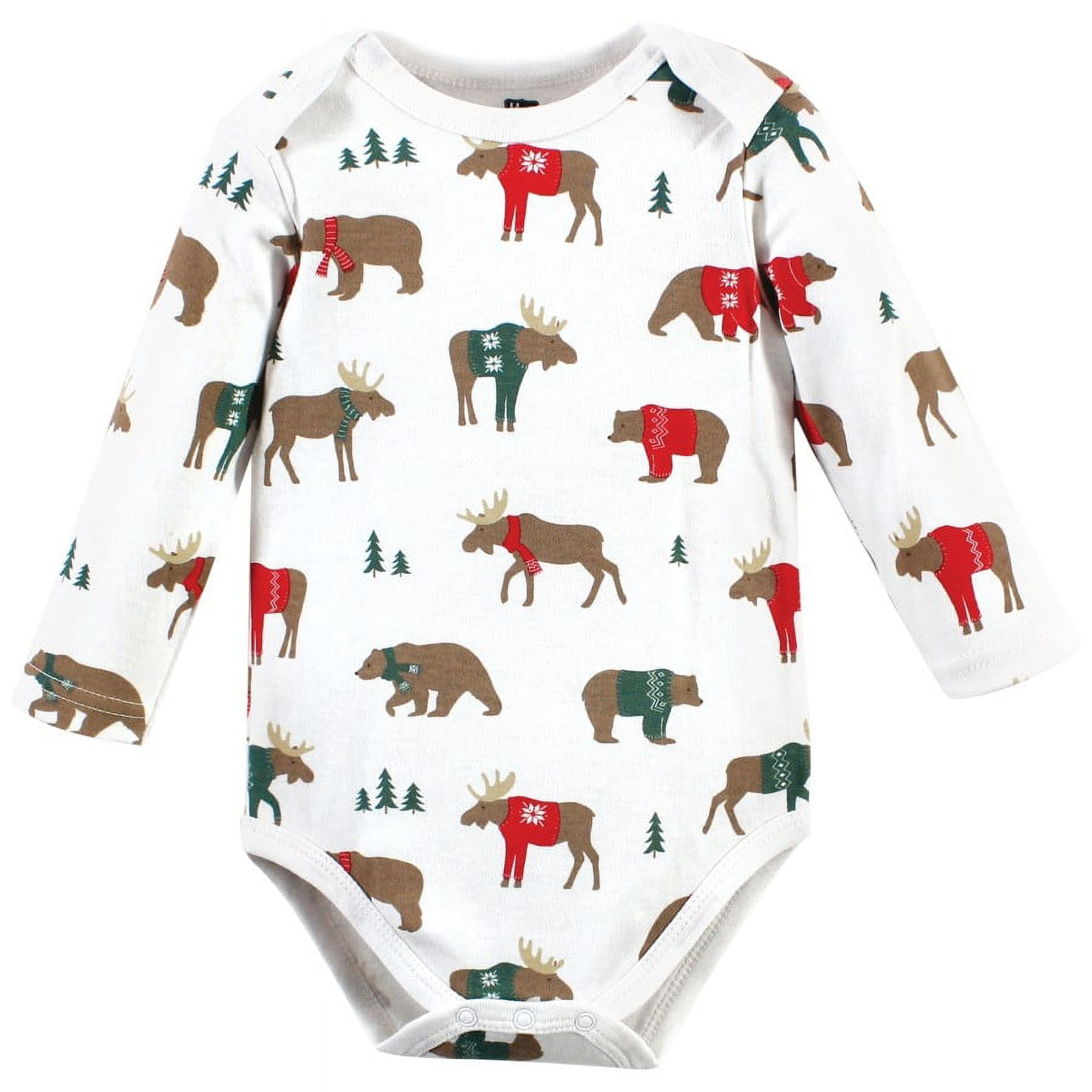 Hudson Baby Cotton Long-Sleeve Bodysuits, 3- Pack, Newborn- 24 Months