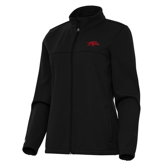 Women's Antigua Black Arkansas Razorbacks Links 2 Golf Full-Zip Jacket