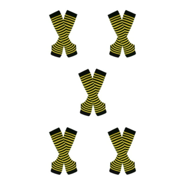 ZheElen Stand Out With Thick Thighs Long Socks And Gloves Set Made With Polyester And Highly Elastic yellow and black 5Set