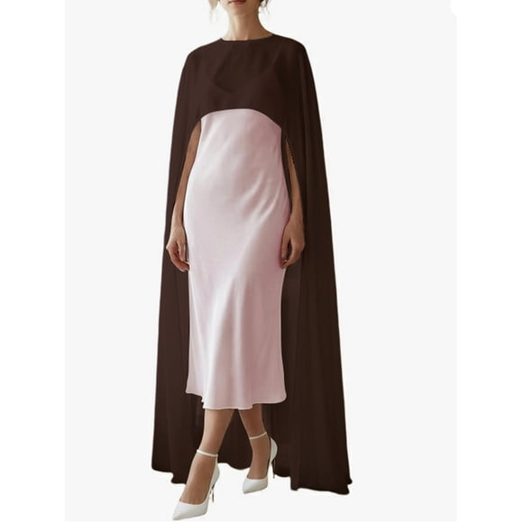 Argulvti Women Sheer Long Capes Fashion Crew Neck Solid Color/Dot Print Cover Up Poncho Shawl