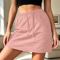 thumbnail image 2 of DHFJKG Cargo Skirts For Women High Waisted Casual Drawstring Utility Mini Skirts With Multi Pockets Solid Color Trendy Skirt, 2 of 6
